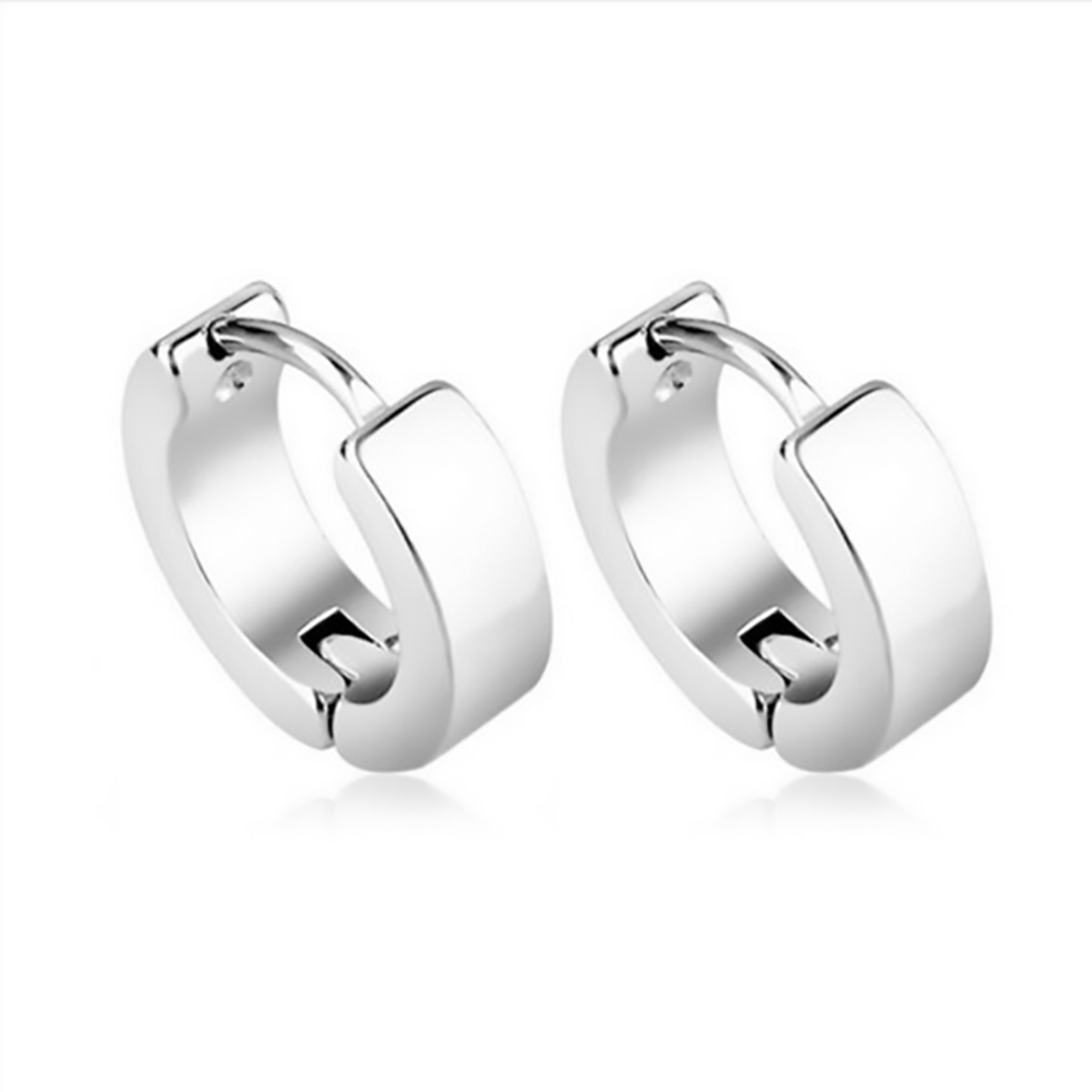 Stainless Steel Gümüş Rengi Halka Çelik Erkek Küpe