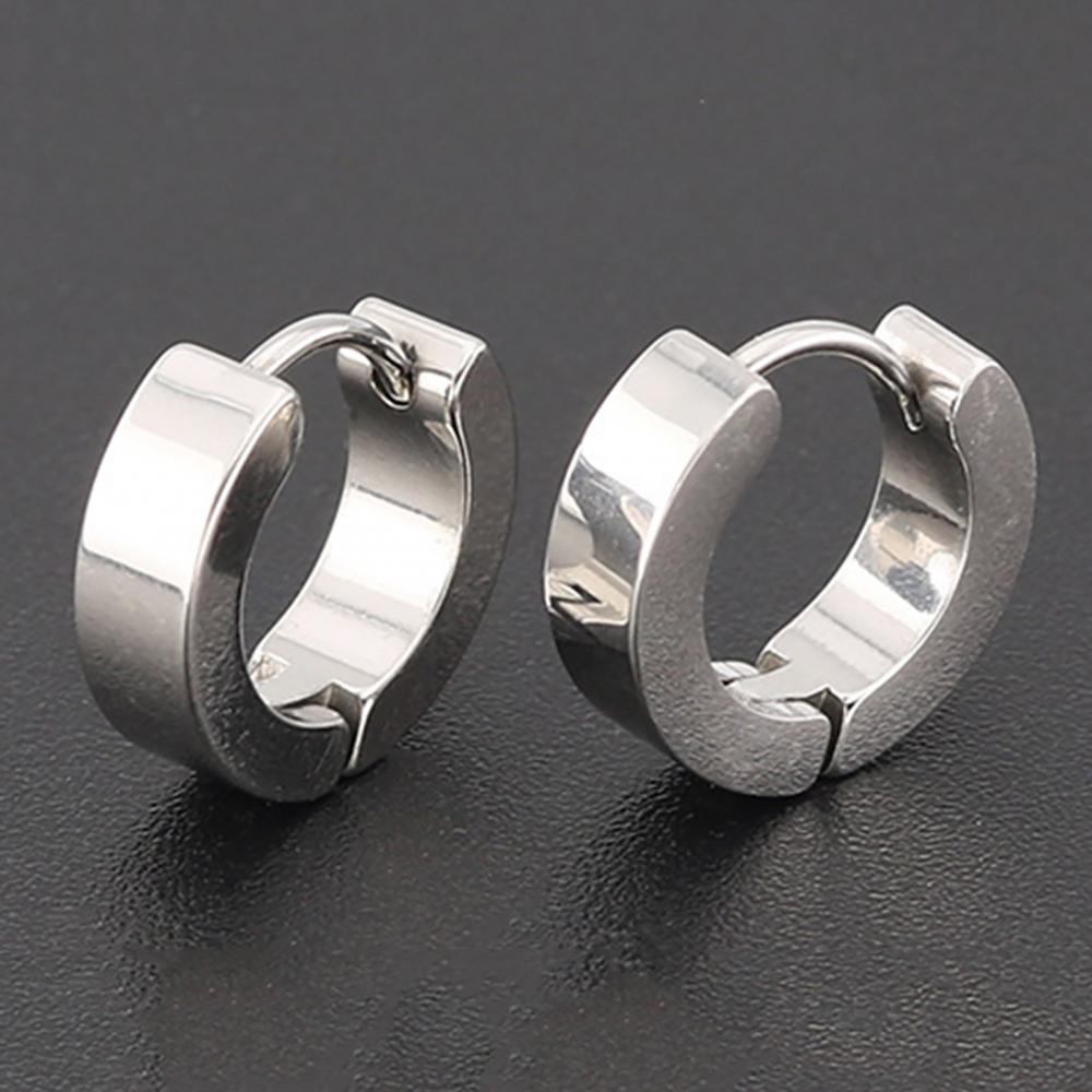 Stainless Steel Gümüş Rengi Halka Çelik Erkek Küpe