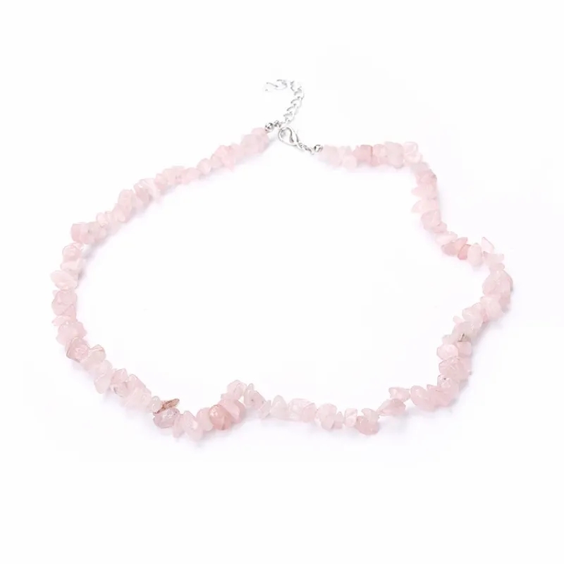 DOĞALTAŞ PEMBE KUVARS KOLYE