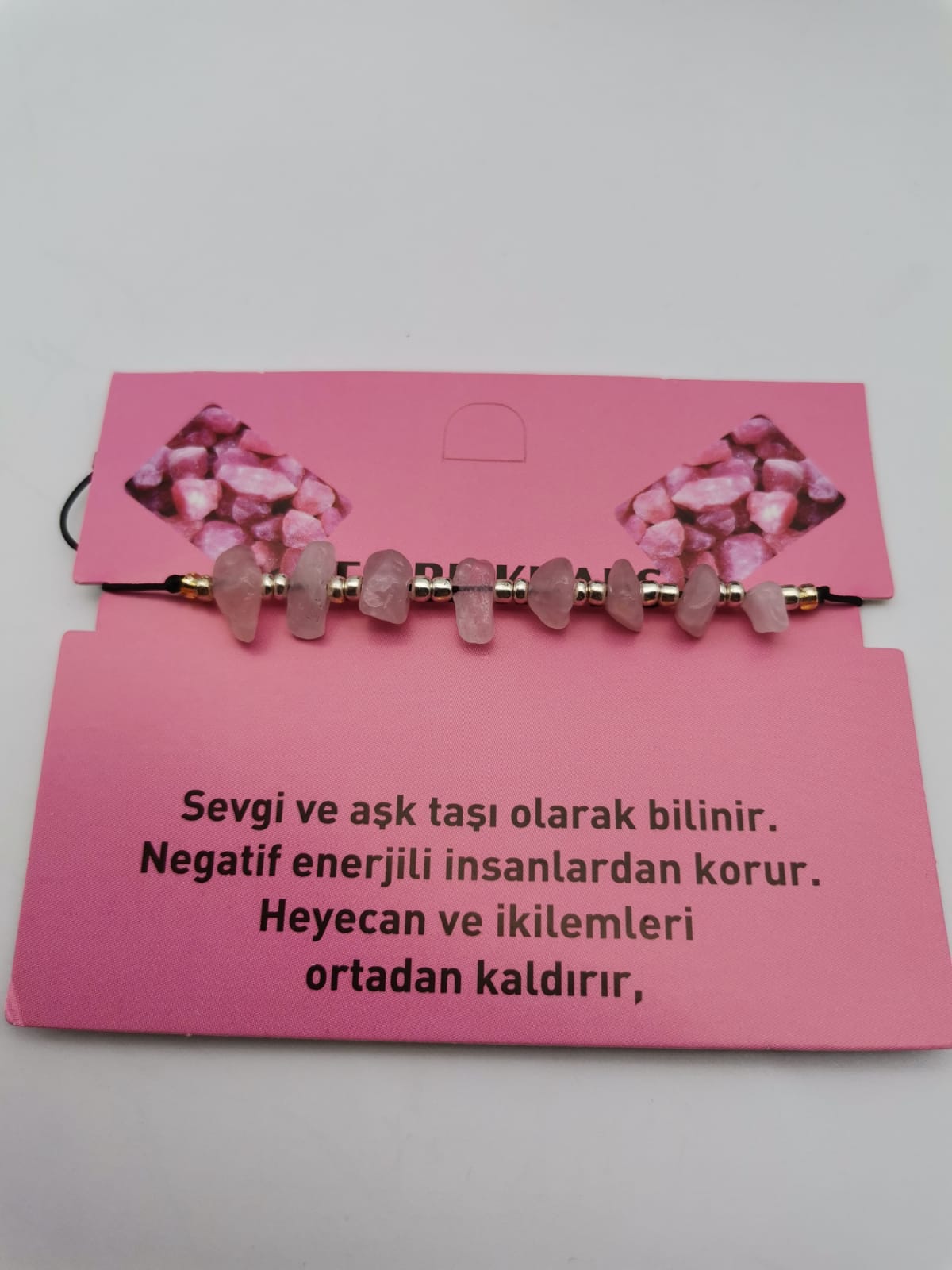 DOĞALTAŞ PEMBE KUARS BİLEKLİK