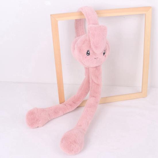 Kulakları Hareket Eden Koyu Pembe Tavşan Peluş Kulaklık