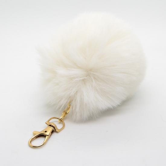 Beyaz ponpon anahtarlık