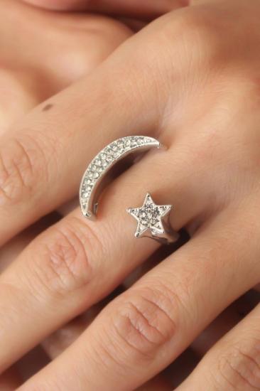 Gümüş Rengi Ayyıldız Yüzük