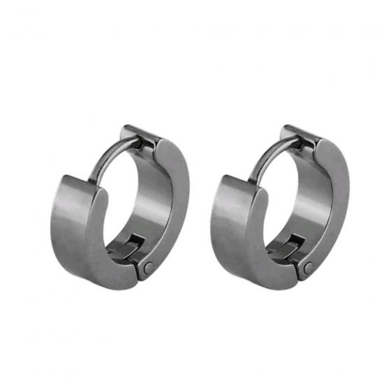 Stainless Steel Siyah Renkli Halka Çelik Erkek Küpe