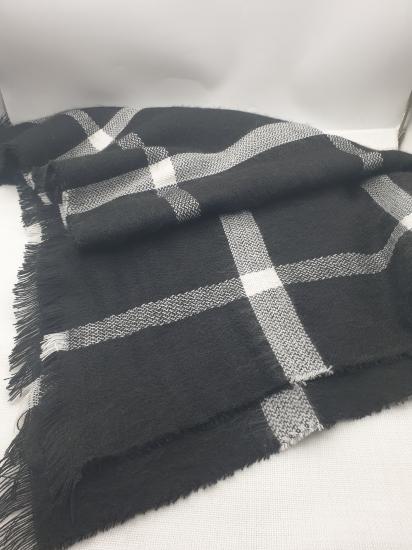 Siyah Beyaz Kışlık Omuz Şalı