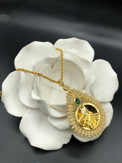 Altın Kaplama Tuğralı Kolye