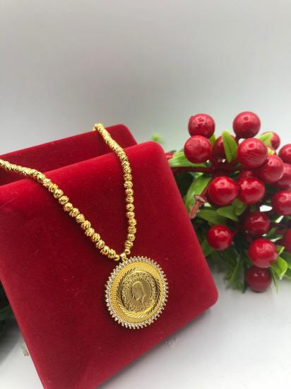 Altın Kaplama Dorika Zincirli Kolye 9