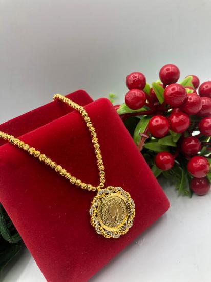 Altın Kaplama Dorika Zincirli Kolye 6