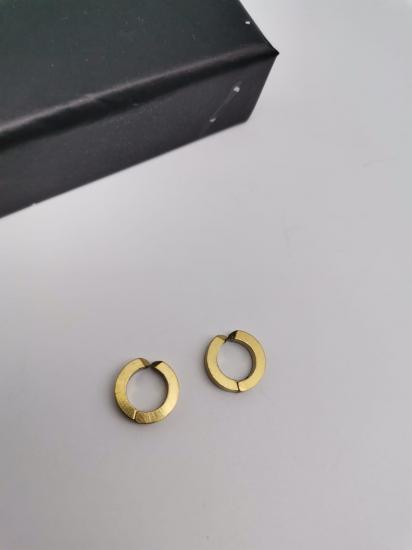 Stainless Steel Deliksiz Altın Renkli Çelik Erkek Küpe