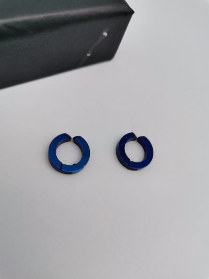 Stainless Steel Deliksiz Mavi Renkli Çelik Erkek Küpe 