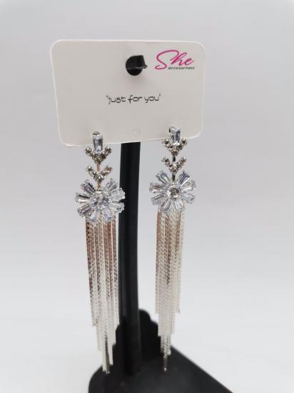 Gümüş Uçlu Zirkon Taşlı Küpe 62