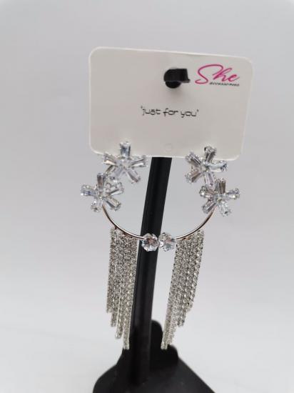 Gümüş Uçlu Zirkon Taşlı Küpe 60