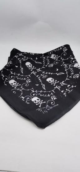Kuru Kafa Desenli Siyah Bandana Fular 