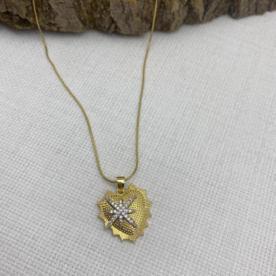 Stainless Steel Yıldızlı Kalpli Çelik Kolye 