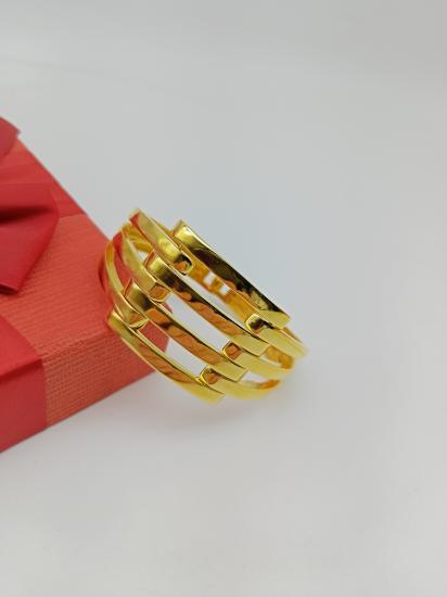 Altın Kaplama Dörtlü Sade Kaburga Kelepçe 