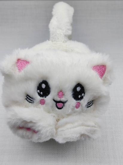 Sevimli Kedi Beyaz Peluş Çocuk Kulaklik 