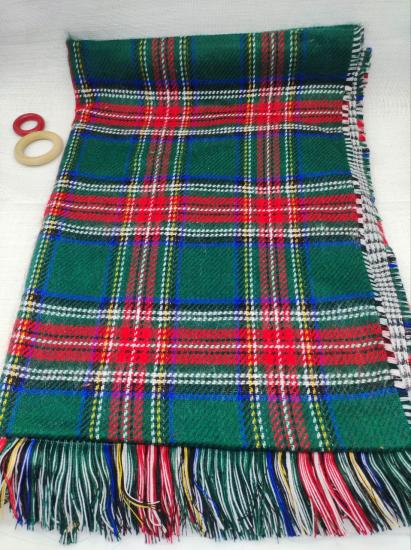 Ekose Yeşili Kırmızılı Kışlık Omuz Şalı