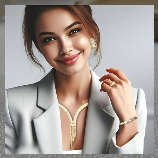 Taşlı Altın Kaplama Set