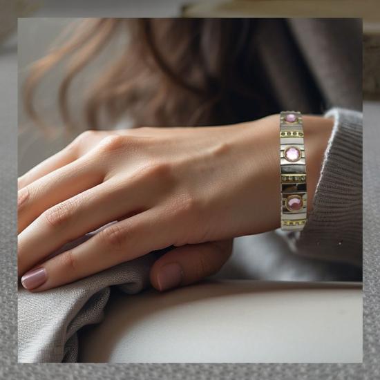 Stainless Steel Pembe Nomination İtalyan Charm Çelik Bileklik 